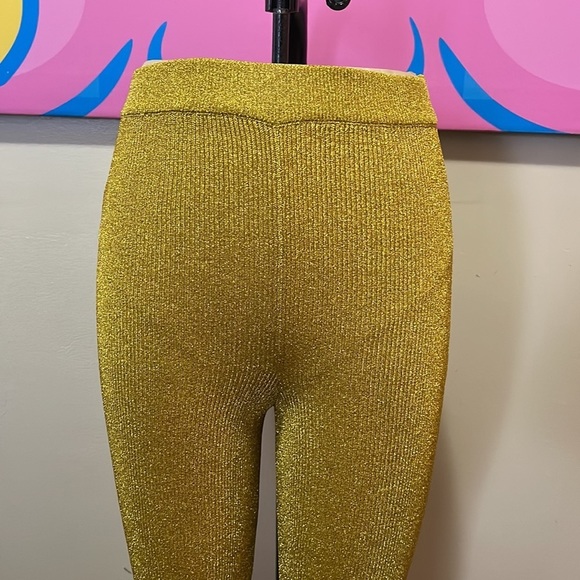 Moschino Couture Yellow Gold Knit Ruffle Hem Pants Clown Collection - Picture 3 of 11